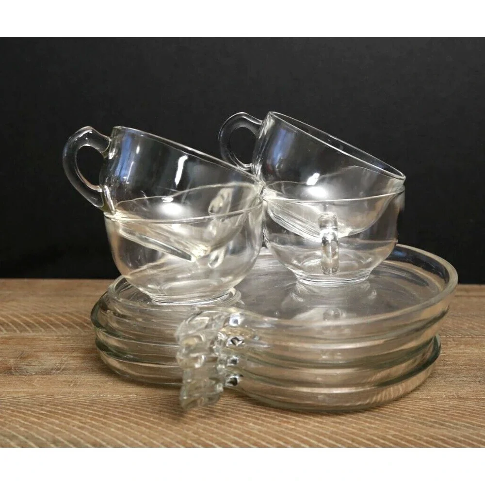 Hazel Atlas Orchard Apple‎ Shaped Plates and Cups, 8 pc set